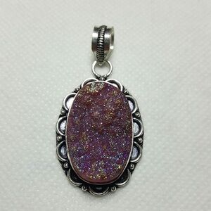 Silver and Purple Pendant Necklace
